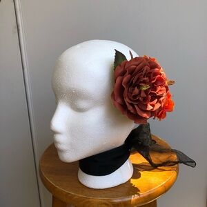 Pinup / Rockabilly Chocolate Brown and Orange Hair Flower